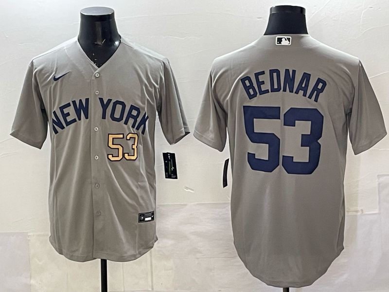 Men New York Yankees #53 Bednar Grey Game Nike MLB 2025 Jersey 05->new york yankees->MLB Jersey